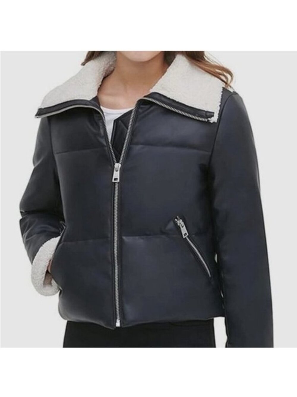 Levi's Breanna Puffer Jacket Shine Faux Fur Trim Size XS